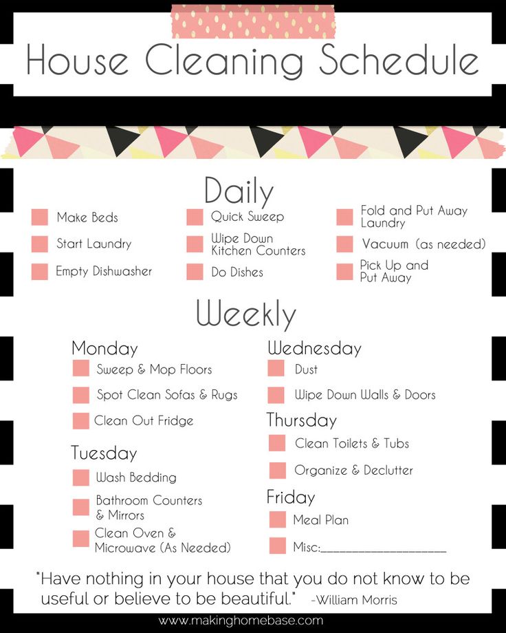 How to Plan Your Weekly Housework! - Maid in Essex Domestic Cleaners
